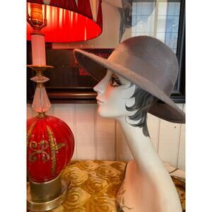 vintage 1970s gray mohair wide brim hat 70s fedora fuzzy wool classic timeless